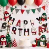 Tema de Pingüino Navideño Banner de Tirar de Cumpleaños Estilo Divertido Infantil Banner de Letras Decoraciones Colgantes en Espiral Adornos para Cupcakes