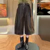 Pantalones anchos de piel sintética plisada retro para mujer, nueva colección otoño 2026, de cintura alta, corte holgado, adelgazantes, versátiles de pierna recta