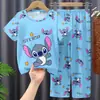 Conjunto de Pijama Infantil para Meninas, Verão Fino Manga Curta Calça Longa Roupa de Casa, Conjunto de Ar Condicionado para Meninas de Meia-Idade e Crianças Grandes, Pode Ser Usado ao Ar Livre