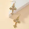 Europa y Estados Unidos pendientes de cruz de diamantes de diseño de moda transfronterizos pendientes retro de temperamento de alta gama de nicho femenino
