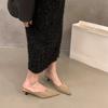 Zapatos de tacón alto franceses con estampado de gatito y leopardo, zapatillas medias Baotou para mujer, para exterior, primavera y otoño 2024, zapatos medios de gamuza