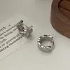 Brincos de Prata 925 com Padrão Xadrez de Diamante para Mulheres Simples Elegantes Versáteis Brincos de Luxo Leve Moda Brincos Brincos Frio