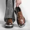 Zapatos Derby con Cordones y Punta Ancha, Suelas Gruesas y Aumento de Altura, Zapatos Casuales de Piel para Hombre, Zapatos de Piel de Moda para Hombre, Otoño 2026
