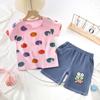 Traje de Verano 2023 para Niños de Manga Corta para Niños Pequeños y Medianos Mezclilla de Algodón Puro Casual Pantalones Cortos de Manga Corta Conjunto de Dos Piezas Dropshipping