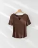 Camiseta de Manga Corta para Mujer Primavera/Verano 2026 de Lana Tencel, Cuello Pequeño, Corte Entallado, Ligera, Tratamiento Antibacteriano 5A