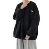 Sudadera casual versátil de moda para hombre con cuello redondo estilo Hong Kong, camiseta deportiva de manga larga jacquard de otoño, ropa elegante para hombre