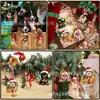 Pacote com 20 Decorações de Árvore de Natal para Cachorro Decoração de Natal de Madeira Presente Engraçado para Casal Decoração de Feriado Pendente