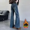 Pantalones de forro polar para niña otoño e invierno niños engrosados de una sola pieza de forro polar de campana nuevos de invierno para niños mayores vaqueros de microcampana transfronterizos