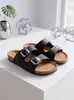 Sandálias de encaixe femininas Birkenstock, novo estilo transfronteiriço, com solado grosso, confortáveis e fáceis de usar, sandálias de verão com solado macio para mulheres, qualidade de exportação