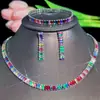 Collar de Zirconia de Colores Dopamina de Lujo Ligero de Gama Alta Pulsera Popular de Moda de Nicho Conjunto de Accesorios Europeos y Americanos de Temperamento
