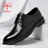 Sapatos masculinos de couro da marca Dragonfly modelo novo 2026 couro macio estilo britânico social com cadarço para namoro, entrevistas, casamentos e uso do noivo