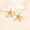 Pendientes de Moda Europeos y Americanos de Acero Inoxidable, Pendientes Florales de Nicho, Pendientes Estilo Océano Chapados en Oro de 18K, Pendientes de Acero de Titanio