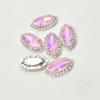7x 15mm Moca Ojo de Caballo Cosido a Mano Diamante Garra de Cobre Borde Plateado Diamante DIY Ropa Zapato Bolsa Hebilla de Cristal Accesorios de Joyería