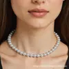 1 corrente de pescoço de pérola artificial neutra, temperamento de luxo leve da moda, coringa simples, colar de pérolas coringa para primavera e verão, atacado