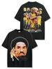 Camiseta de manga corta con estampado retro transfronterizo de Kobe Kobe, color negro, lavada, de manga larga, con cuello redondo, informal, con capucha, venta al por mayor