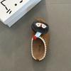 Lindas Pantuflas de Encaje con Dibujos Animados, Suela Gruesa, Puntera Abierta, Peludas para Mujer, Otoño e Invierno, Pantuflas de Algodón de Suela Plana y Zapatos de Algodón