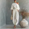 Conjunto de Moda Transfronteriza Europea y Americana para Primavera y Otoño 2026: Top Casual Holgado de Pierna Ancha y Pantalones de Linterna para Mujer