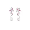 Aretes Originales de Flor de Glicina Brillante para Mujer, Aretes Florales de Zirconia Estilo Bosque de Plata Pura, Joyería para Orejas de Calcedonia con Borlas de Diseño Nicho