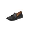 Mocasines de Cuero de Vaca de Primera Capa Súper Suaves Estilo Retro Simple con Suela Blanda 2025 Otoño Cuero Genuino de Punta Cuadrada con Tacón Bajo Grueso Planos de Boca Profunda para Mujer