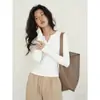 Camiseta Interior de Algodón Puro de Manga Larga con Cuello en V para Mujer Primavera y Otoño 2026 Tallas Grandes Curvy Adelgazante Versátil Ropa Interior Camiseta Básica de Hombro Normal