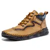 Botas Martin Costuradas à Mão para Homens, Couro Macio e Solado Macio Botas Casuais de Cano Curto para Exterior, Antiderrapante, Roupa de Trabalho, Cano Médio, Confortáveis, Tamanhos Grandes