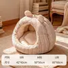 Cama para gato, quente e forrada com fleece para o inverno, adequada para todas as estações, removível e lavável, design semi-fechado, cama para cachorro, coleção de inverno, disponível para dropshipping