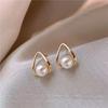 Pendientes de plata 925 con forma de gota de agua y perlas, estilo coreano, con diseño distintivo y creativo, joyería artística para las orejas.