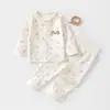 Conjunto de Algodón Puro para Bebé de Primavera y Otoño, Niños y Niñas Recién Nacidos, Artesanía sin Costuras Clase A, Conjunto de Dos Piezas de Manga Larga para Casa