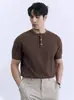 Camiseta de fitness de manga corta resistente para hombre, polo de seda helada de verano, camisa henley, transpirable