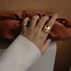 Anillo de abanico dorado elegante de moda europea y americana para mujer, estilo japonés y coreano, anillo abierto combinable, suministro transfronterizo de accesorios.