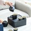 Juego de Té de Viaje para Coche Traje Taza Express Juego Pequeño Caja de Almacenamiento Tetera Portátil para Exterior Taza de Té Juego de Té Kung Fu