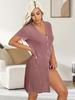 Europa y Estados Unidos transfronterizos verano nuevo mujer color liso cuello en V manga corta vestido largo gofre pijama moda sexy hogar
