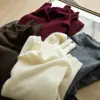 Hongmi Apparel/ Suéter de gola alta de fleece sem costura para mulheres, pulôver de tricô com gola alta, roupas femininas de outono e inverno