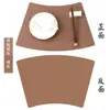 Porta-copos com Padrão de Couro de Vaca em Formato de Ventilador de Mesa Redondo Feito Sob Medida Porta-copos de Couro Estilo Ins À Prova d'Água Resistente a Óleo Resistente a Altas Temperaturas Tapete de Isolamento Térmico