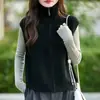 25 Novo Estilo Outono e Inverno Colete 100% Lã Pura Cardigan com Zíper Feminino Gola Alta Sem Mangas Camada Camisa Colete de Caxemira