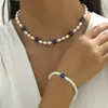 Colar de Pérolas Personalizado Estilo Old Money Olho Grego Pulseira Feminina Venda Quente Transfronteiriça Conjunto de Joias Versátil de Alta Qualidade