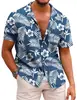 Camisa hawaiana de manga corta transfronteriza floral de vacaciones de verano para hombre con estampado de playa