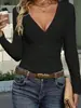 2026 Nueva Moda de Verano para Mujer Top Camiseta Jacquard con Botones Cruzados de Cuello en V para Comercio Electrónico Transfronterizo Europeo y Americano