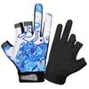 Guantes de Pesca Deportes al Aire Libre con Tres Dedos Expuestos Hobby de Hombres Estampado Protección Solar Antideslizantes Resistentes al Desgaste Transpirables que Absorben el Sudor Equipo de Pesca