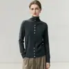 Nueva colección de otoño e invierno: suéter de cachemira pura para mujer, cárdigan de cuello alto, abrigo cálido, corte ajustado, que realza la figura, tejido casual y versátil
