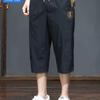 Calças curtas masculinas de verão finas de secagem rápida de seda gelada casual esportiva de perna larga shorts masculinos de marca da moda calças de 7 pontos