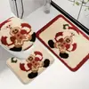 Tapete de Chão de Natal Banheiro Vaso Sanitário Banheiro Absorção de Água Resistente ao Desgaste Conjunto de Três Peças Tapete para Pés Capa de Assento Sanitário Tapete Fácil de Limpar Tapete Decorativo