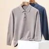 Suéter de Lana Cachemira Hengyuanxiang para Hombre 2025 Otoño e Invierno Nuevo Suéter de Cuello con Botones Color Sólido para Hombre Suéter Alto-Bajo para Hombre