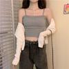 Camisola corta plisada de verano para mujer, ropa interior de verano, estilo coreano, blusa adelgazante de belleza, parte superior inferior para mujer