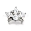 Jiangtitanium F136 Liga de Titânio Joias Cabeça Flor Coroa Cravejada com Zircônia G23 Liga de Titânio Body Piercing Joias Brincos