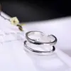 01565 Anillo Coreano de Doble Capa Brillante Calado para Mujer Moda Elegante Simple Moderno Exquisito Elegante Venta al por Mayor