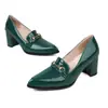 Sapatos da Moda para Todas as Estações, Tamanhos 34-47, Salto Alto Feminino Transfronteiriço de Couro Envernizado Bico Fino, Sapatos Vermelhos Rasos com Salto Quadrado