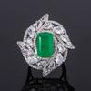 Conjunto de Joias Huayoumei Brincos Colar Anel Esmeralda Zircônia Europeu e Americano Luxo Leve Retrô Feminino High-End Atacado