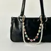 Cadena de Bolso Versátil con Forma de Corazón de Pedrería y Perlas Artificiales Transfronteriza Europea y Americana Cadena Sencilla de Cuentas para Jeans Accesorio