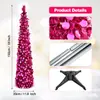 Árbol de Navidad Cónico de Lentejuelas Rojo Rosa Más Vendido de Amazon, Fácil de Doblar y Guardar, Adecuado para Accesorios de Decoración de Escena de Dormitorio y Sala de Estar